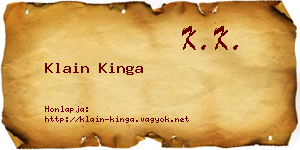 Klain Kinga névjegykártya